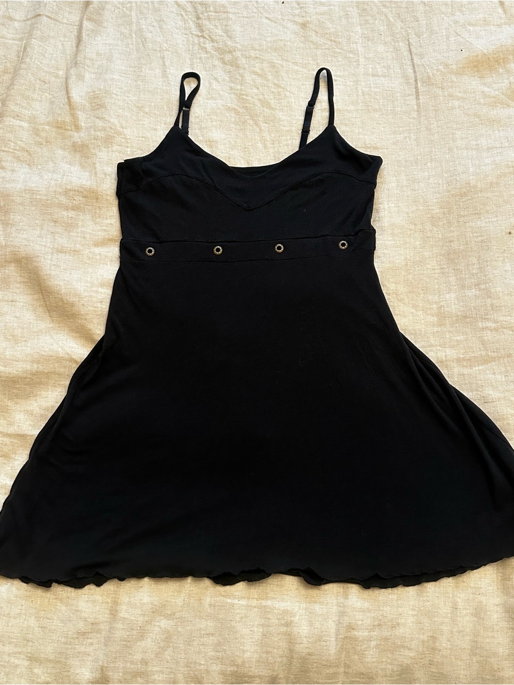 Nomads Bamboo Black Spaghetti Strap Swing Dress Tunic Tank Top